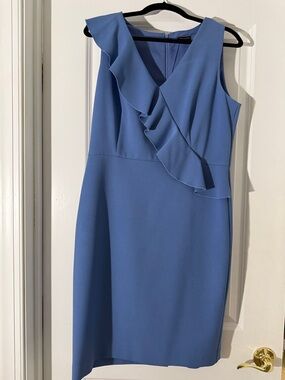 Ann Taylor Sleeveless Ruffle V-Neck Midi Dress in Periwinkle